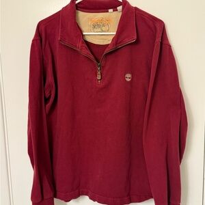 Timberland Men's Wine Half-Zip Pullover Sweater